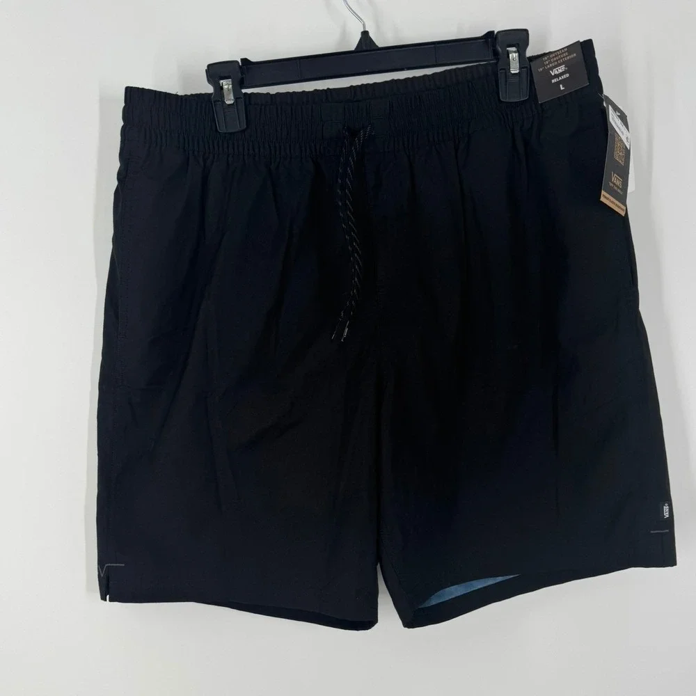 Vans Mens Primary Solid Elastic Boardshorts Black Relaxed Fit Size Large NWT